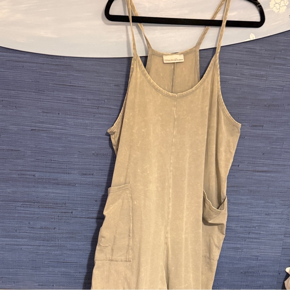 Casual Tan Jumpsuit with Pockets
